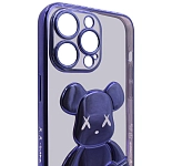 Чехол для iPhone 14 Pro прозрачный с 3D мишкой Фиолетовый 250_100_534115