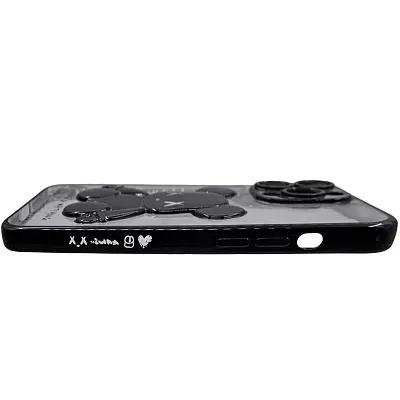 Чехол для iPhone 13 Pro прозрачный с 3D мишкой Черный 400_400_131769