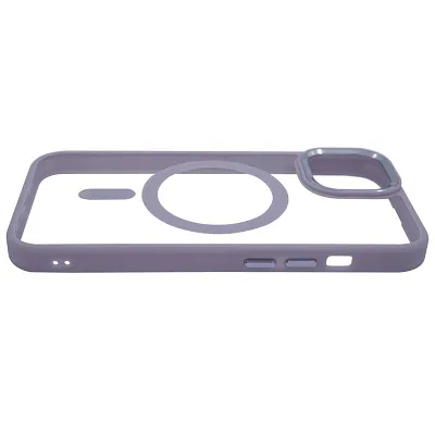 Чехол прозрачный с цветным бортиком MagSafe iPhone 14 Голубой 400_400_135357