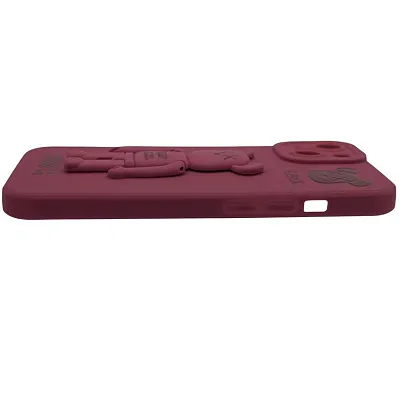 Силиконовый чехол для iPhone 13 с 3D мишкой Бордовый 400_400_532326