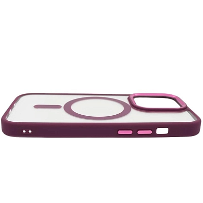 Чехол прозрачный с цветным бортиком MagSafe iPhone 14 Pro Бордовый 400_400_535009