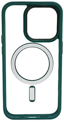 Чехол прозрачный с цветным бортиком MagSafe iPhone 14 Pro Зеленый 400_400_535018