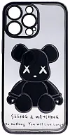 Чехол для iPhone 14 Pro Max прозрачный с 3D мишкой Черный 500_191_533989
