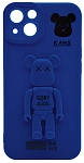 Силиконовый чехол для iPhone 14 Plus с 3D мишкой Синий 250_100_532377
