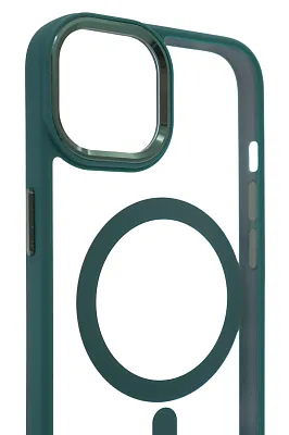 Чехол прозрачный с цветным бортиком MagSafe iPhone 14 Plus Зеленый 400_400_125045