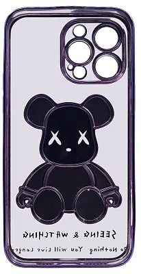 Чехол для iPhone 13 Pro прозрачный с 3D мишкой Синий 400_400_132381