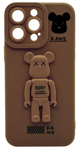 Силиконовый чехол для iPhone 14 Pro Max с 3D мишкой Коричневый 250_100_532441