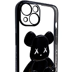 Чехол для iPhone 13 mini прозрачный с 3D мишкой Черный 250_100_533407