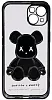 Чехол для iPhone 14 прозрачный с 3D мишкой Черный 100_100_131936