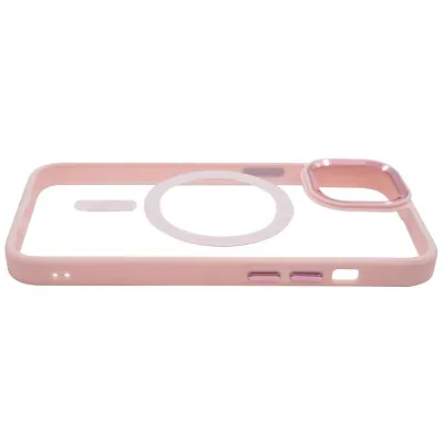 Чехол прозрачный с цветным бортиком MagSafe iPhone 14 Pro Max Розовый 400_400_534994