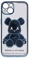 Чехол для iPhone 13 mini прозрачный с 3D мишкой Голубой 500_191_533383