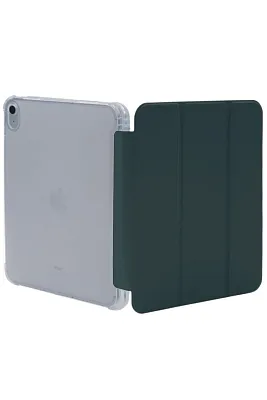 Прозрачный чехол-книжка для iPad Air 4/5 10.9 с тройным загибом Темно-зеленый 400_400_121656