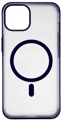 Чехол для iPhone 14 Wlons с MagSafe прозрачный матовый с рамкой Синий 400_400_534164