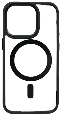 Чехол прозрачный с цветным бортиком MagSafe iPhone 14 Pro Max Черный 400_400_642392