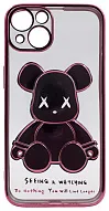 Чехол для iPhone 14 прозрачный с 3D мишкой Розовый 500_191_534245
