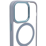 Чехол прозрачный с цветным бортиком MagSafe iPhone 14 Pro Max Голубой 250_100_642370