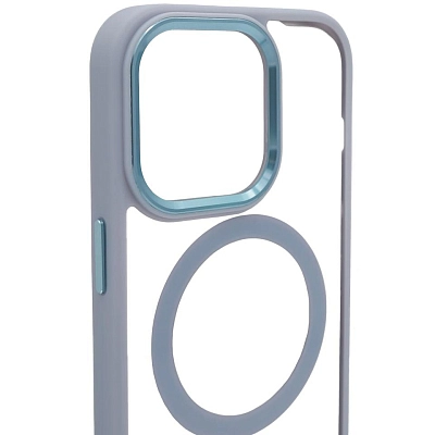 Чехол прозрачный с цветным бортиком MagSafe iPhone 14 Pro Max Голубой 400_400_642370