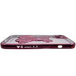 Чехол для iPhone 14 Plus прозрачный с 3D мишкой Розовый 250_100_135243