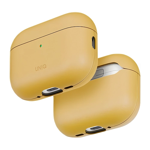 Кожаный чехол для AirPods Pro 3 Uniq Lyden VEX Vegan Leather - Canary Yellow 250_100_623714