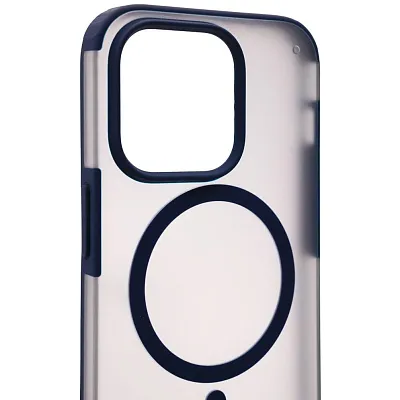 Чехол для iPhone 14 Pro Max Wlons с MagSafe прозрачный матовый с рамкой Синий 400_400_533903