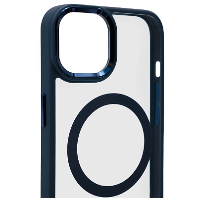 Чехол прозрачный с цветным бортиком MagSafe iPhone 14 Pro Синий 400_400_642425