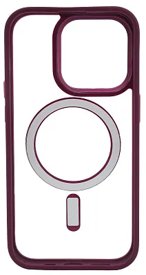 Чехол прозрачный с цветным бортиком MagSafe iPhone 14 Pro Max Бордовый 400_400_534974