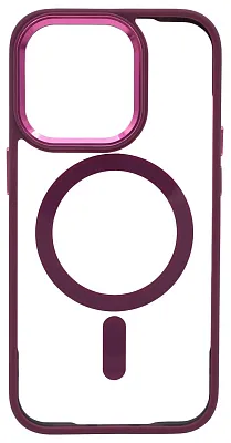 Чехол прозрачный с цветным бортиком MagSafe iPhone 14 Pro Бордовый 400_400_535007