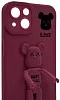 Силиконовый чехол для iPhone 13 с 3D мишкой Бордовый 100_100_137743
