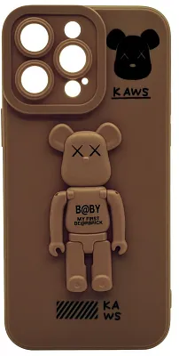 Силиконовый чехол для iPhone 13 Pro Max с 3D мишкой Коричневый 400_400_137701