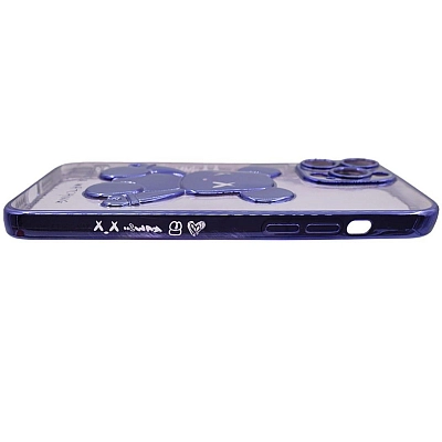 Чехол для iPhone 13 Pro прозрачный с 3D мишкой Синий 400_400_533501