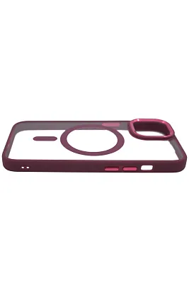 Чехол прозрачный с цветным бортиком MagSafe iPhone 14 Бордовый 400_400_125144