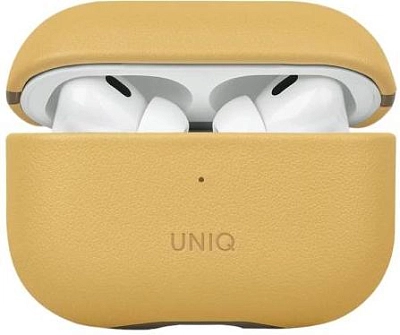 Кожаный чехол для AirPods Pro 2 Uniq Lyden DS - Canary Yellow/Flint Grey 400_400_623733