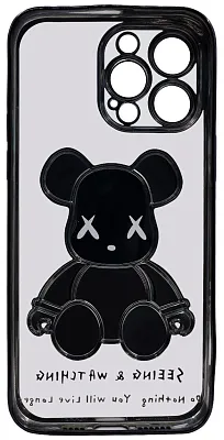 Чехол для iPhone 13 Pro прозрачный с 3D мишкой Черный 400_400_131993