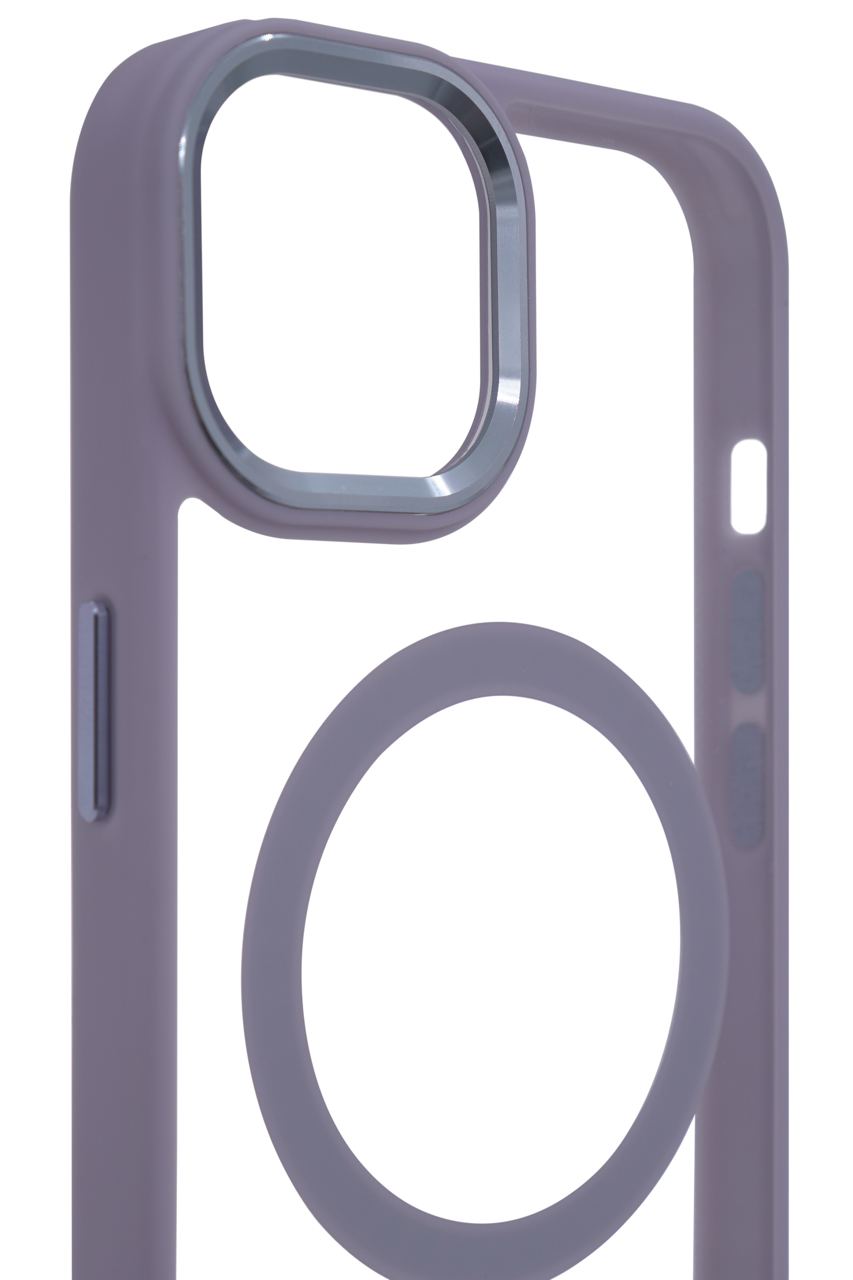 Чехол прозрачный с цветным бортиком MagSafe iPhone 14 Голубой