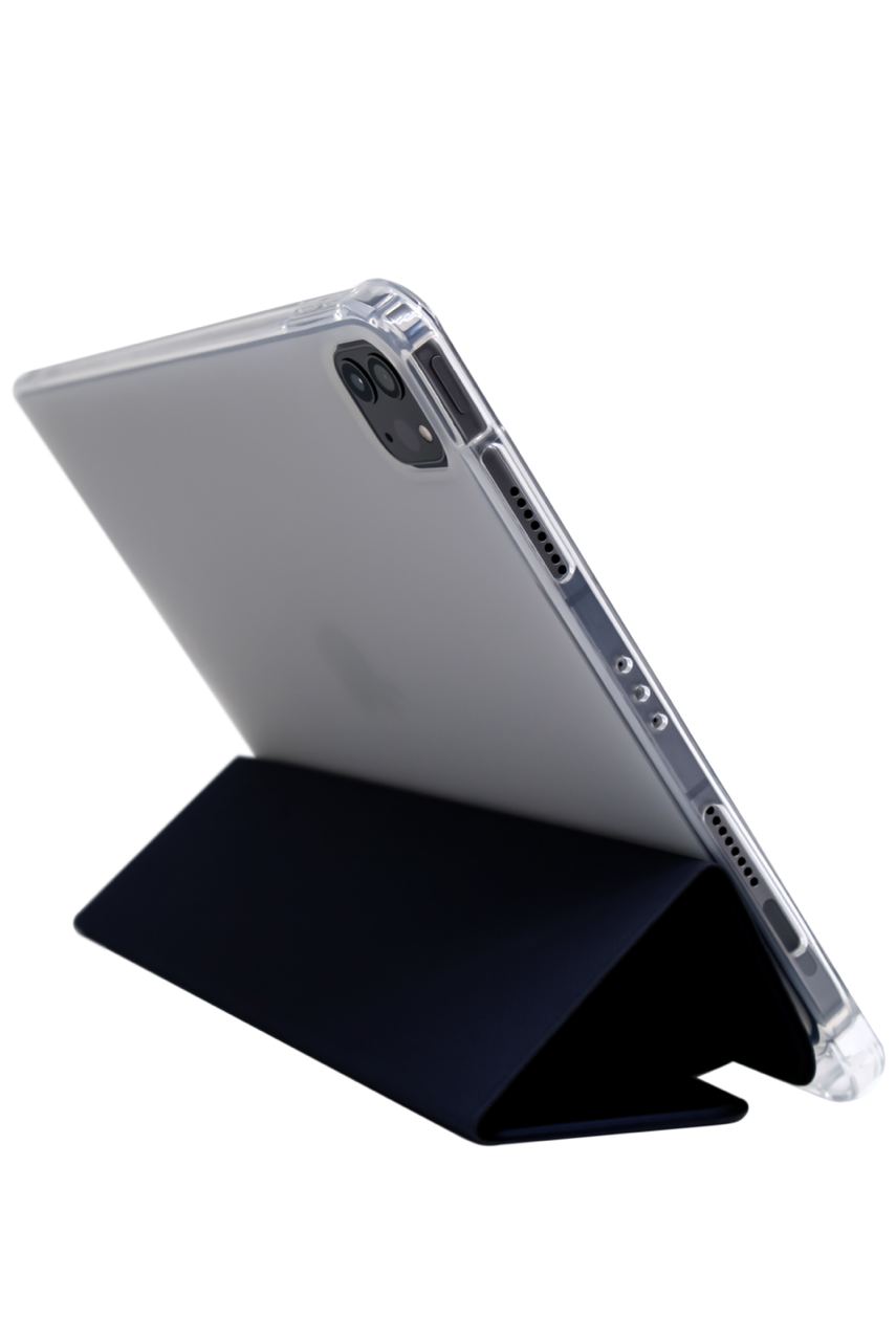 Прозрачный чехол-книжка для iPad Pro 12.9 с тройным загибом Темно-синий