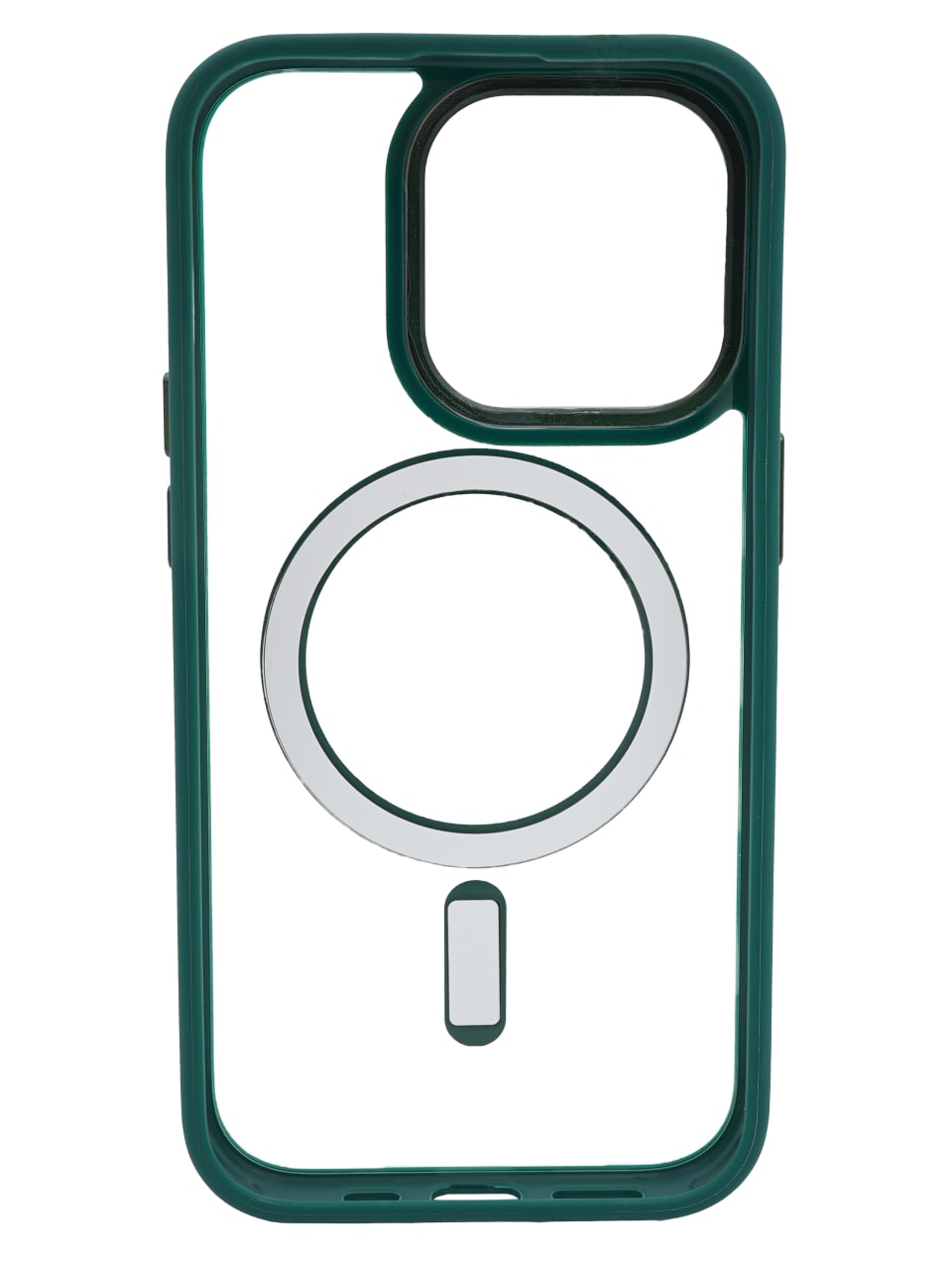 Чехол прозрачный с цветным бортиком MagSafe iPhone 14 Pro Зеленый