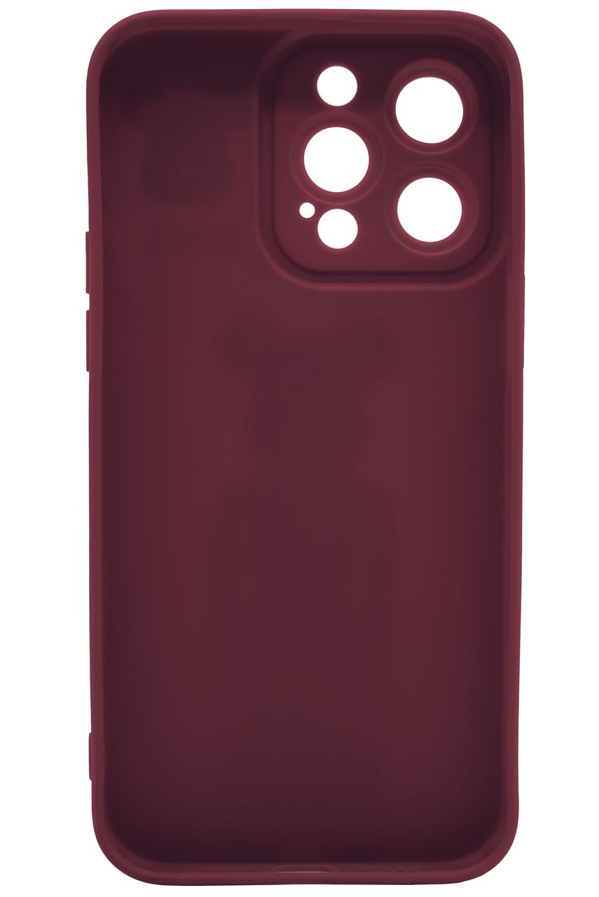 Силиконовый чехол для iPhone 14 Pro с 3D мишкой Бордовый