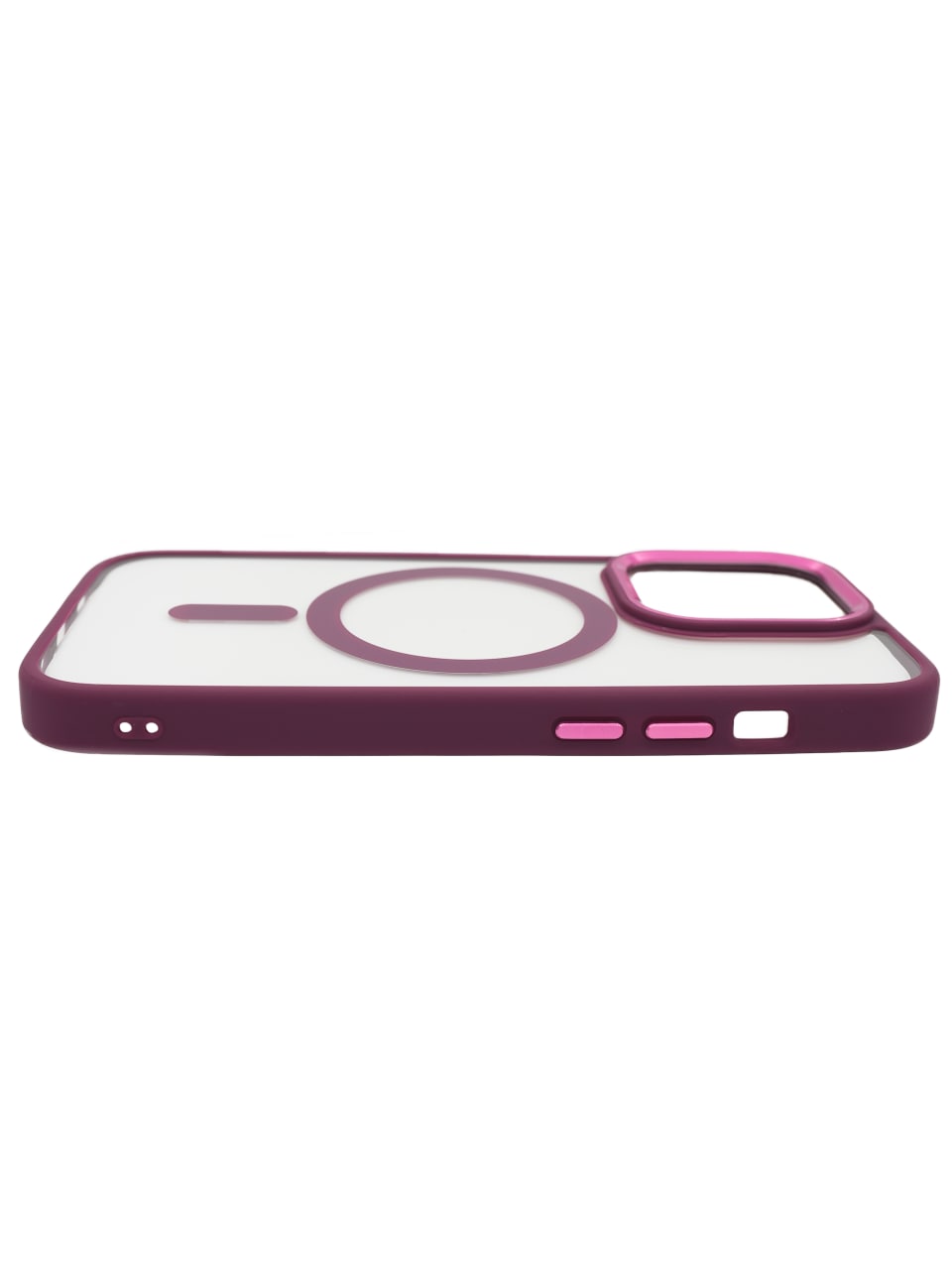 Чехол прозрачный с цветным бортиком MagSafe iPhone 14 Pro Max Бордовый