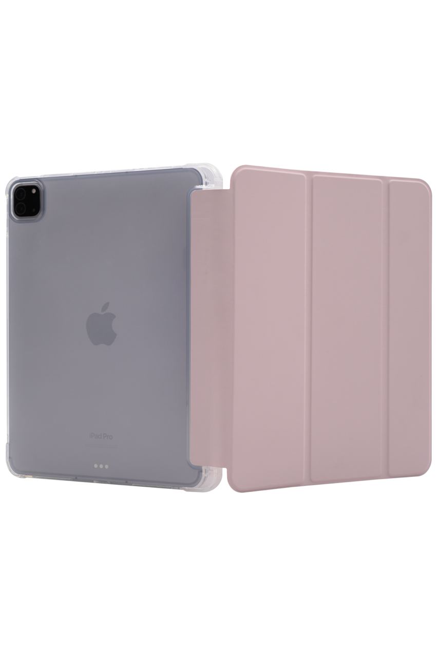 Прозрачный чехол-книжка для iPad Pro 12.9 с тройным загибом Розовый