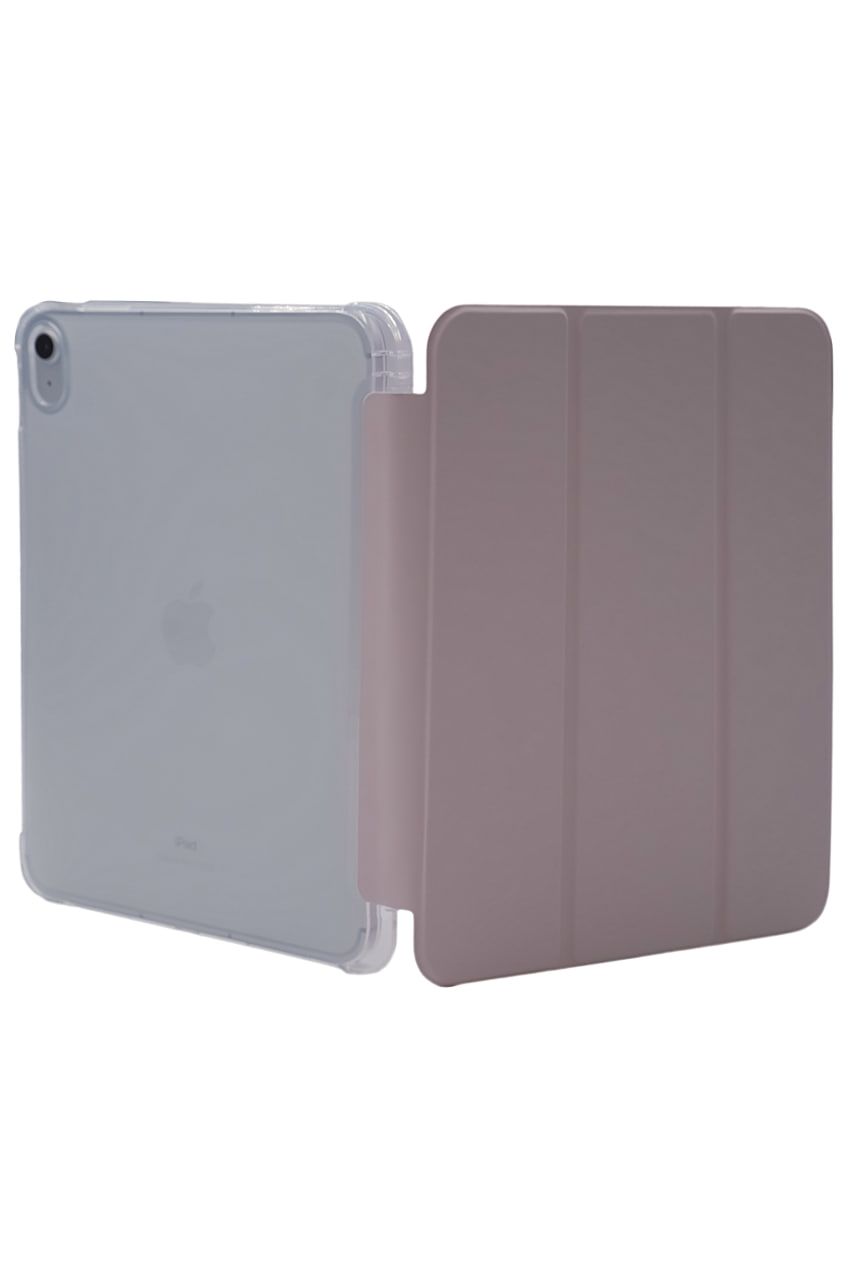 Прозрачный чехол-книжка для iPad 10 с тройным загибом Розовый