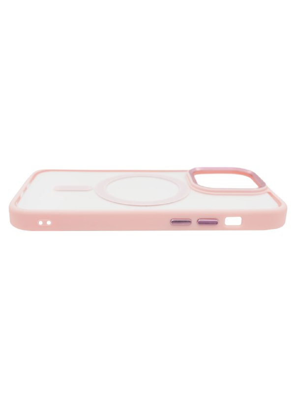 Чехол прозрачный с цветным бортиком MagSafe iPhone 14 Pro Max Розовый