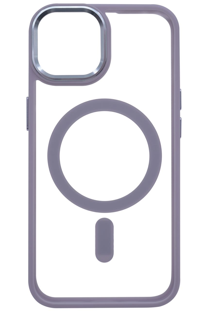 Чехол прозрачный с цветным бортиком MagSafe iPhone 14 Голубой