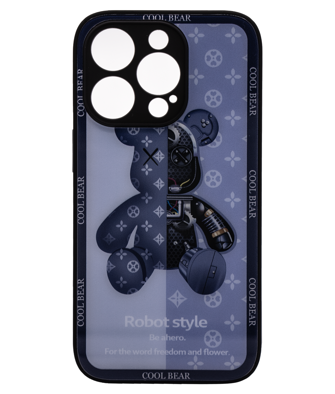 Чехол с мишкой для iPhone 13 Pro Синий
