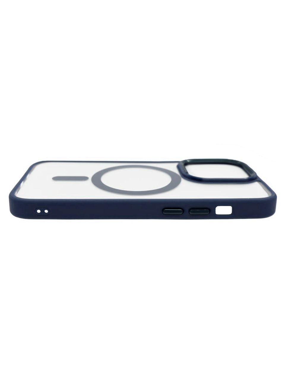 Чехол прозрачный с цветным бортиком MagSafe iPhone 14 Pro Синий