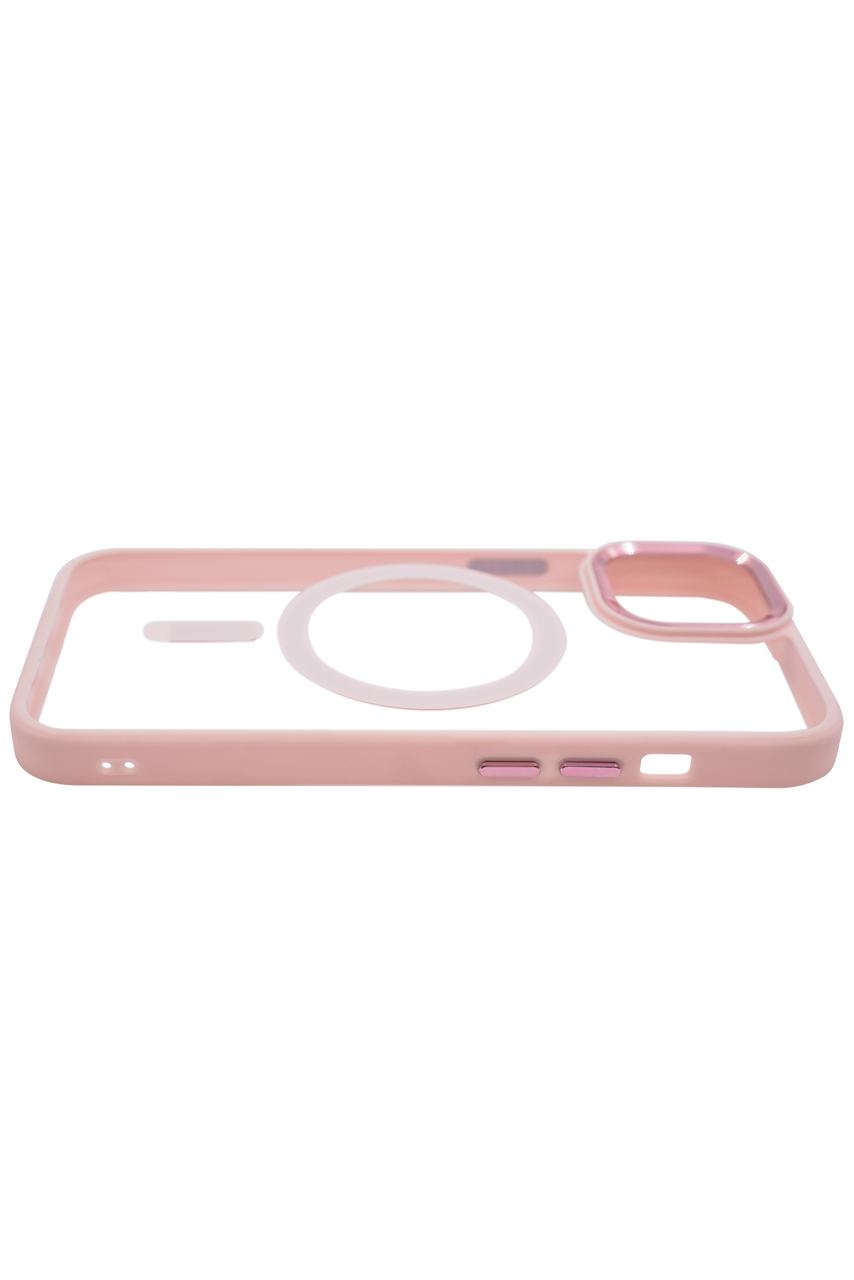 Чехол прозрачный с цветным бортиком MagSafe iPhone 14 Plus Розовый