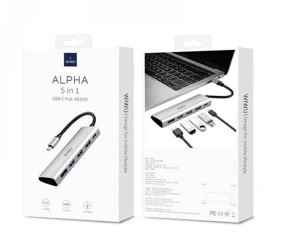 USB-концентратор WiWU ALPHA 5 in 1 USB-C Hub