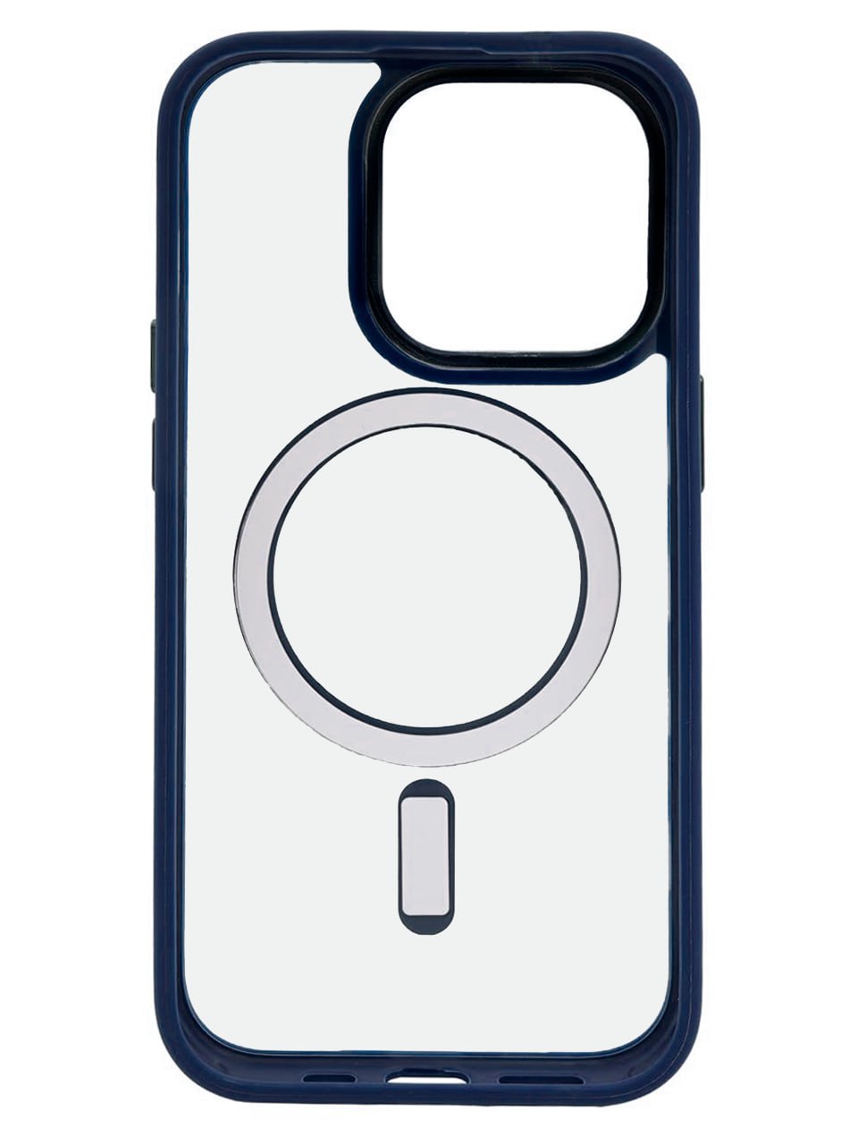 Чехол прозрачный с цветным бортиком MagSafe iPhone 14 Pro Синий