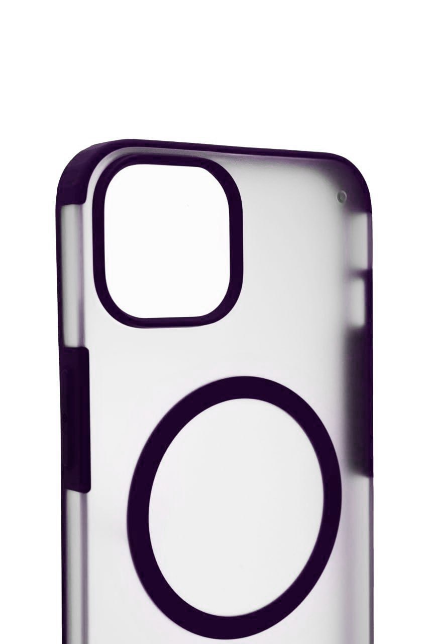 Чехол для iPhone 14 Plus Wlons с MagSafe прозрачный матовый с рамкой Фиолетовый