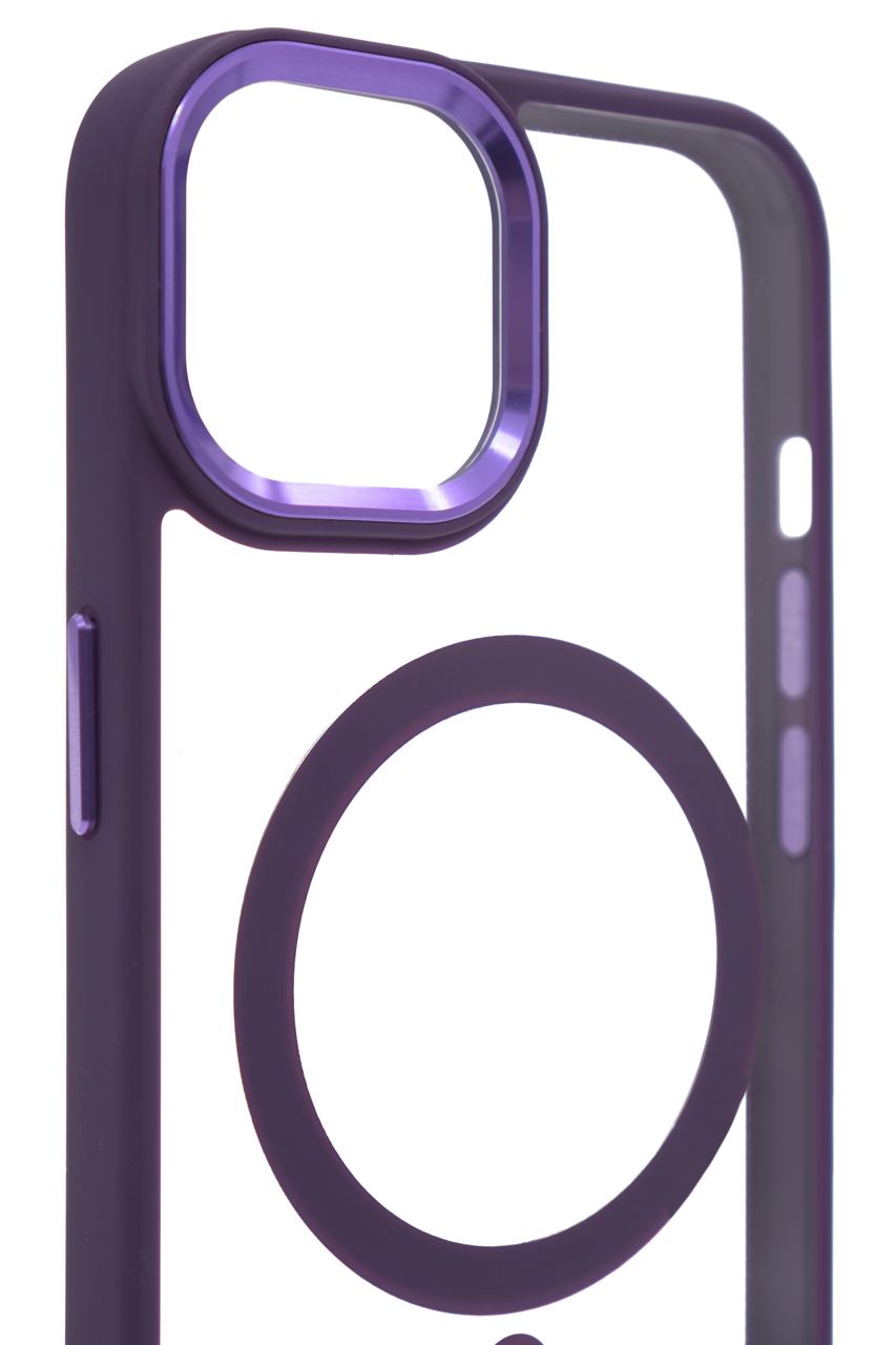 Чехол прозрачный с цветным бортиком MagSafe iPhone 14 Plus Фиолетовый