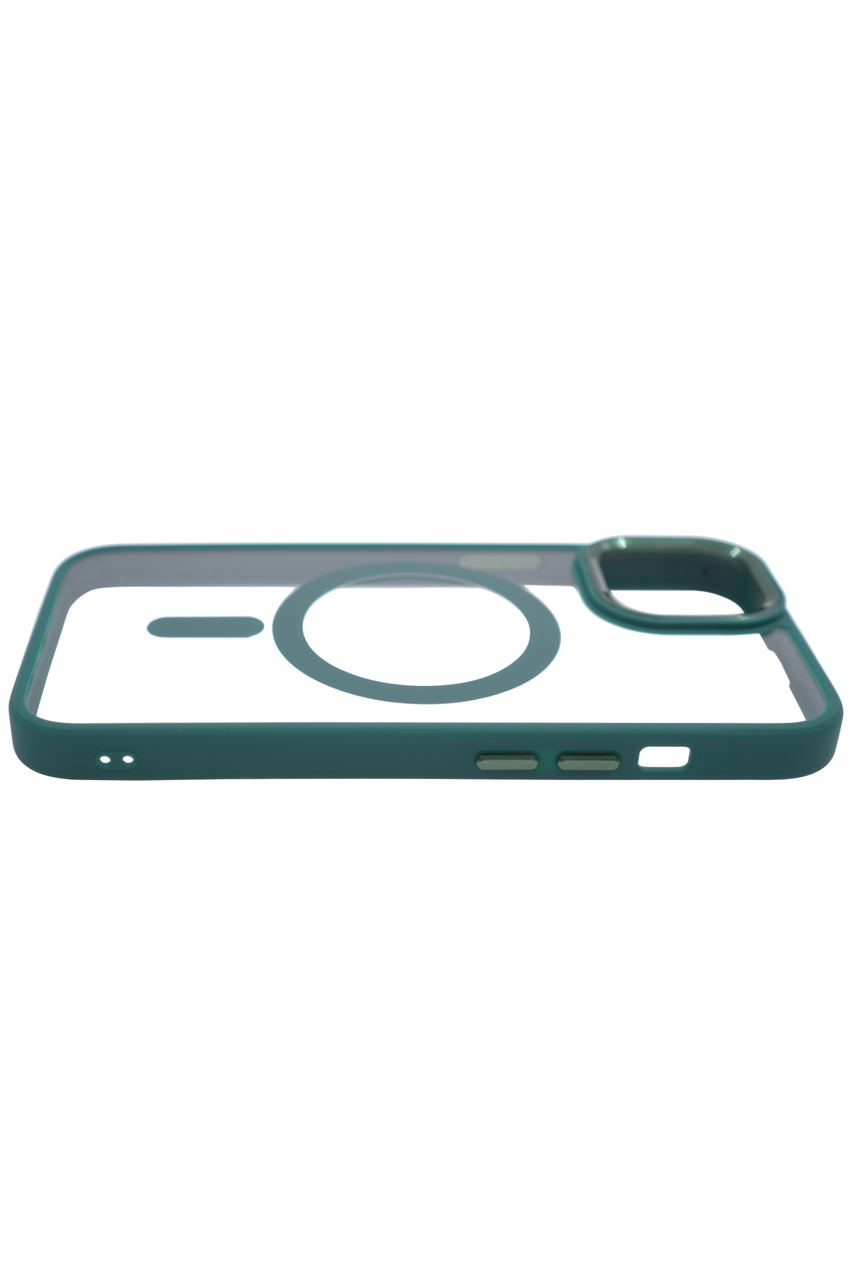 Чехол прозрачный с цветным бортиком MagSafe iPhone 14 Plus Зеленый